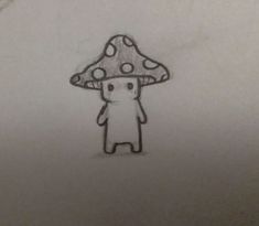 a drawing of a person with a mushroom on their head