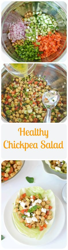 this healthy chickpea salad is ready to be eaten