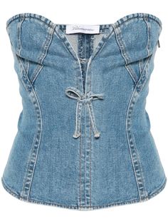 Denim Top Diy, Denim Bustier Top, Corset And Jeans, Denim Bustier, Denim Corset, Dolce E Gabbana, Bustier Top, Bustiers, Sweetheart Neck