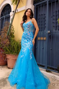 Elevate your prom or pageant look with the Nox Anabel Q1390 Prom Dress. Featuring a long sequin body with a sheer corset and mermaid silhouette, this dress will have you shining all night. Stand out in vibrant neon while feeling confident and elegant. Sizes: 0-16 Colors: Neon Green, Neon Orange, Coral Fuchsia, Ocean Blue Neon Blue Prom Dress, Corset Mermaid Prom Dress, Orange Ocean, Neon Prom Dresses, Designer Formal Dresses, Sheer Corset, Awards Night, Long Prom Gowns, Green Neon