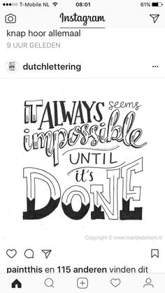 an instagram page with the words'always impossible to be done'on it