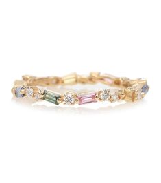 This dainty take on the eternity band – from Suzanne Kalan's beloved Fireworks family – will make for a truly unique addition to your jewelry collection. It is handmade in the USA from 18kt yellow gold, and encrusted with pastel stones: 0.30ct round-cut diamonds and 0.80ct baguette-cut sapphires. Mother Ring, Birthstone Rings, Family Rings, Suzanne Kalan, Diamond Stacking Rings, Ring Stack, Gold And Silver Rings, Pretty Jewelry, Tiny Diamond