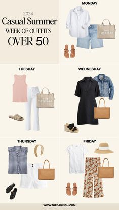 2024 Classic Summer Capsule Wardrobe for Women Over 50 — THE DAILEIGH Weekend Casual Outfits For Women, Summer Wardrobe 2024, Classic Summer Capsule Wardrobe, French Summer Outfits, Wardrobe For Women, How To Have Style, Capsule Wardrobe Women, Clothes For Women Over 50, Travel Capsule