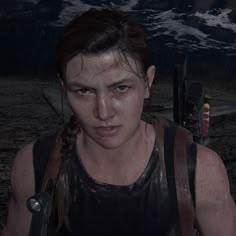 the walking dead game character is staring into the camera