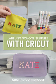 the labelling school supplies with cricut are being used to make crafts for kids