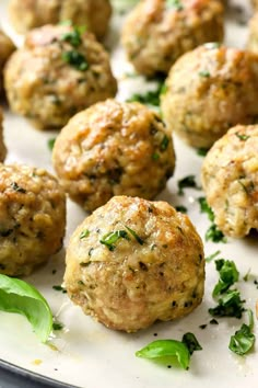 meatballs with herbs on a plate ready to be eaten for lunch or dinner party