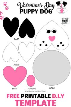 printable valentine's day puppy dog cut outs