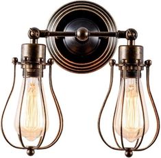 Lámparas de pared 2 cage iluminación ajustable retro para e2 - lightbe Bedside Wall Lamp, Vintage Wall Sconces, Vintage Wall Lights, Indoor Lighting Fixtures, Wall Mounted Lamps, Industrial Wall Lights, Industrial Wall, Retro Lighting, Industrial Farmhouse