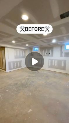 an empty room is shown with the words before and after it's remodel