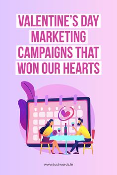 valentine's day marketing campaign with two people sitting at a table in front of a tablet