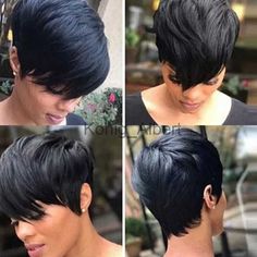 none Short Black Wigs, Short Pixie Wigs, Short Black Hair, Short Black Hairstyles, Penteado Cabelo Curto