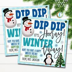 two christmas cards with snowmen on them