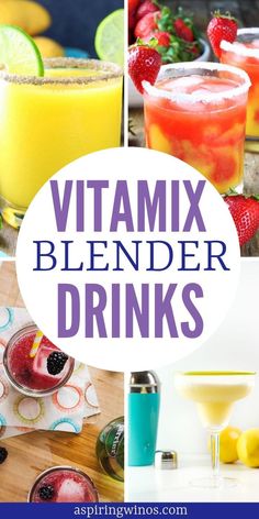 various drinks with the words vitamin blender drinks on them and pictures of different beverages