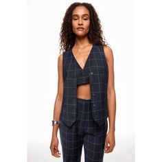 Grey with grid print (53% Polyester, 43% Wool, 4% Lycra). Sleeveless jacket. Front button closure. 21" from shoulder to hemline. Imported. Tailored Vest, Grid Print, Rent The Runway, Sleeveless Jacket, 3.1 Phillip Lim, Phillip Lim, Blue Cream, Plaid, Wool