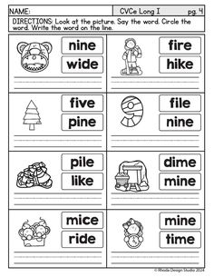 worksheet for beginning and ending sounds with pictures to help students learn the words