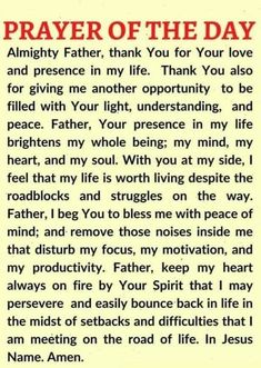 a prayer for the father of jesus on a piece of paper with words written in red and