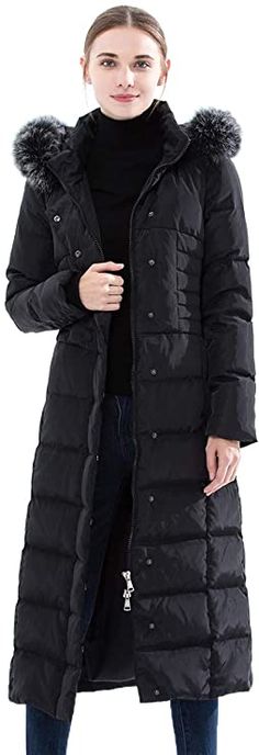 Amazon.com: Obosoyo Women's Hooded Thickened Long Down Jacket Maxi Down Parka Puffer Coat: Clothing Long Down Coat, Collar Fashion, Plus Size Coats, Down Parka, Winter Jackets Women, Coat Black, Parka Jacket, Women's Coats & Jackets