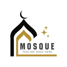 mosque logo design with stars and crescent