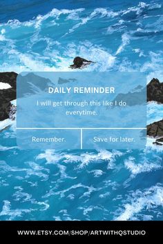 Daily affirmations with ocean painting made with gouache paint Ocean Aesthetic Blue, Prints For Room, Calming Art, Everything Will Be Okay, Living Room Decorations, Minimalistic Art, Painting Ocean, Ocean Aesthetic, Bedroom Decorations