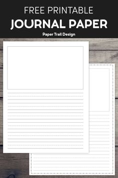 the free printable journal paper is shown on a wooden table with scissors and pencils