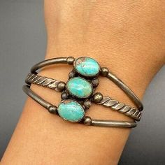 (eBay) Vintage Southwestern Turquoise Silver Bracelet Cuff Traditional Turquoise Sterling Silver Cuff Bracelet, Turquoise Silver Bracelet, Jewlery Rings, Vintage Turquoise Jewelry, Nickel-free Southwestern Bangle Cuff Bracelet, Silversmithing Jewelry, Unique Turquoise Nickel-free Cuff Bracelet, Southwestern Style Blue Nickel-free Cuff Bracelet, Silver Turquoise Jewelry