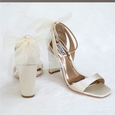 Ivory Color Bridal Heels C01162328c7. Color Floor, Mesh Bows, Badgley Mischka Shoes, Bridal Heels, Badgley Mischka, Ivory Color, Cream White, Cream Color, Shoes Women Heels