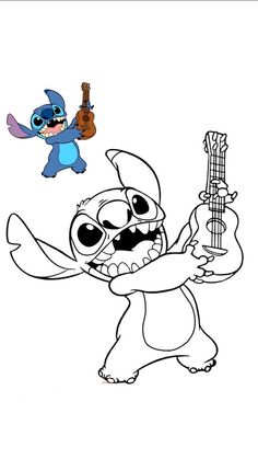 an image of stitchy playing guitar and singing to the music character from stitchy