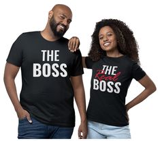 PRICES MAY VARY. Matching couple shirts set men's + women's t-shirt; The Boss and The Real Boss. Nice casual his and hers outfit to show off your fun side Gift idea for Valentine's day, Anniversary, Birthday, Christmas or a present for any occasion; makes a nice gift for boyfriend and girlfriend, husband and wife, newlyweds or any couple. A fun way to celebrate your love Feature: quality basic wear printed garment; comfort style made of friendly material, soft, comfortable and breathable. casual Matching Shirts For Couples, Shirts For Couples, Boyfriend And Girlfriend, Matching Costumes, Couple Tees, Matching Couple Shirts, Basic Wear, Couple Tshirts