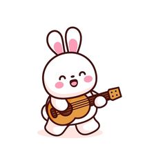 a cartoon bunny playing a guitar