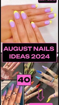 August Short Nail Designs, August 2024 Nail Art, Nails August 2024 Trends, Feature Nail Designs, August Dipped Nails Ideas, August Nail Trends, Nail Designs For August 2024, Nail Designs August 2024, Nails Ideas August 2024