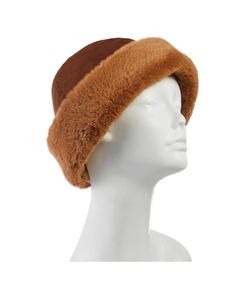 a white mannequin head with a brown hat on it's headband