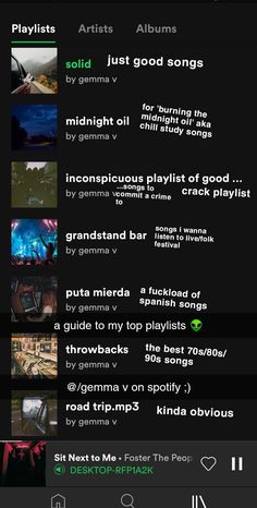 an iphone screen showing the music player's playlist and other things on it