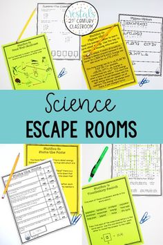 the science escape rooms are filled with papers and pencils to help students learn how to write