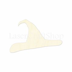 a wooden cutout of a wizard's hat with the word laser craftshop on it