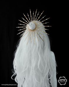 Spike Hair, Sun Halo, Halo Crown, Gold Headpiece, Spiked Hair, Gold Fringe, Halo Hair, Black Halo, Gold Halo