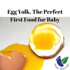 an egg yolk, the perfect first food for baby is shown in this advertisement