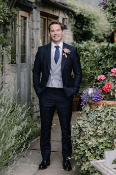 Navy Blue Suit Wedding, Wedding Suits Men Blue, Blue Three Piece Suit, Mens Wedding Suits, Groom And Groomsmen Suits