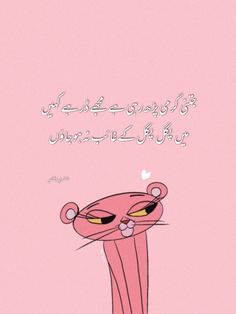 a pink cat with arabic writing on it's face and the caption is written in