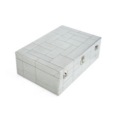 a white leather box is shown on a white background