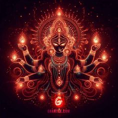 an image of the hindu god with glowing lights