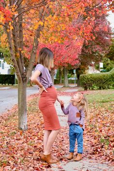 Holly wears the Erin maternity skirt + Jarrah tee, and Penny wears the Mini Briar sweater. All patterns from Megan Nielsen Patterns Style Blog, Fashion Blog, Pencil Skirt