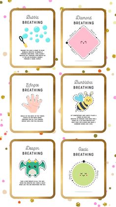 Our Breathing Exercises Wall Art for Kids is a beautifully designed set of 12 prints, each featuring a fun and engaging breathing exercise to help children calm down and regulate their emotions. These prints are perfect for promoting emotional well-being and mindfulness in a calm down corner, nursery, classroom, counselor's office, or any relaxation space. Each print showcases a unique breathing exercise with easy-to-understand text and playful graphics to guide kids through different techniques. The exercises include: Bumblebee Breathing Dragon Breathing Lemon Breathing Hot Cocoa Breathing  Bubble Breathing 5 Finger Breathing Square Breathing Heart Breathing Diamond Breathing Hexagon Breathing Circle Breathing With vibrant illustrations and clear instructions, these prints not only add a Sleep Breathing Exercises, The Calm Classroom, Bubble Breathing, Breathing Techniques For Kids, Corner Nursery, Square Breathing, Dragon Breath, Nursery Classroom, Calm Corner