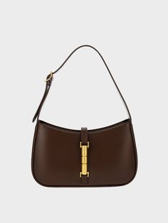 Expensive Bag, Elegant Bags, Brown Handbag, Brown Purses, Charles Keith, Pretty Bags, Brown Bags, Metallic Accents, Who What Wear