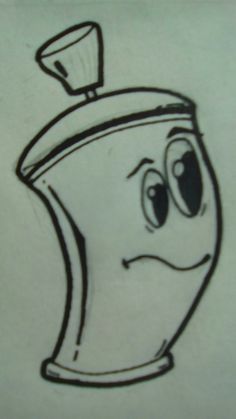 a drawing of a coffee pot with eyes drawn on it