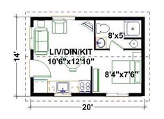 the floor plan for a small house with two bedroom