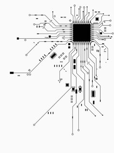 an electronic circuit board with many small black dots on the top and bottom half of it