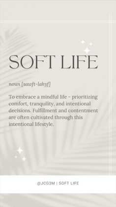 the soft life poster with an image of palm leaves