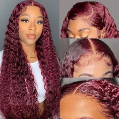 Burgundy Curly Hair Wigs | 99J Wine Red Hair Lace Front Wig Burgundy Deep Wave, Lace Front Wigs Human Hair, Wigs Human Hair, Deep Wave, Lace Frontal, Lace Front Wigs, Lace Front, Density, Human Hair