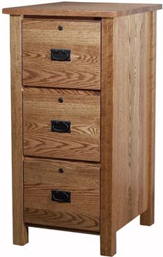 a wooden cabinet with three drawers on one side and an open drawer on the other