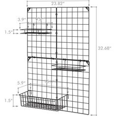 the wire shelving unit is shown with measurements